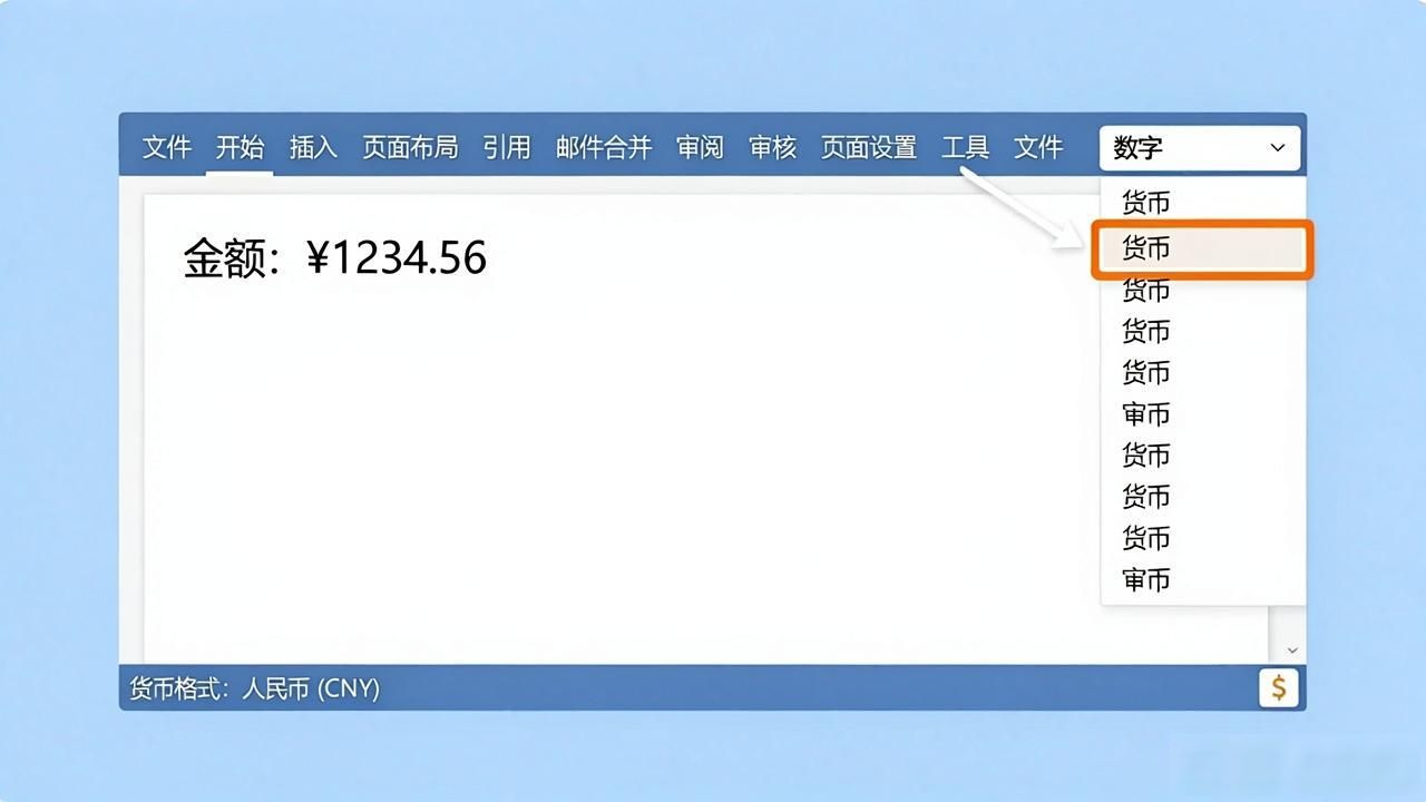 Word修改数字格式技巧_Word设置货币符号格式_word数字怎么改成货币格式
